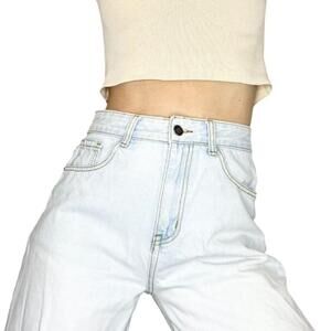 LIONESS Australia light wash high rise wide leg cropped baggy jeans XS
